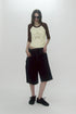 CIRCLE CUT-OUT WASHED HALF PANTS -BLACK DENIM-