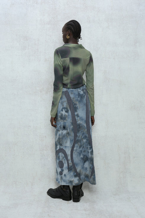 UNALOME LONG SKIRT -TIE-DYE BLUE-