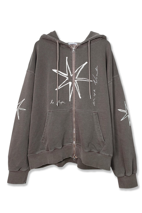 Mayte × Cycle ECHO STAR WASHED ZIP-UP HOODIE -BROWN-