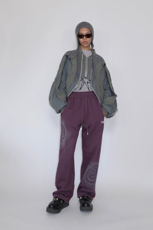 PAINTED SPIRAL SWEAT PANTS -BORDEAUX- *Last1