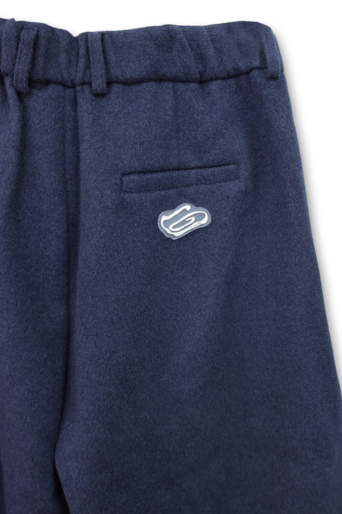 WOOL BALOON TUCK TROUSERS -NAVY-
