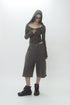 CIRCLE CUT-OUT WASHED HALF PANTS -BROWN SWEAT-