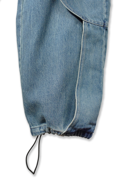 CIRCLE CUT-OUT DENIM PANTS -BLUE-