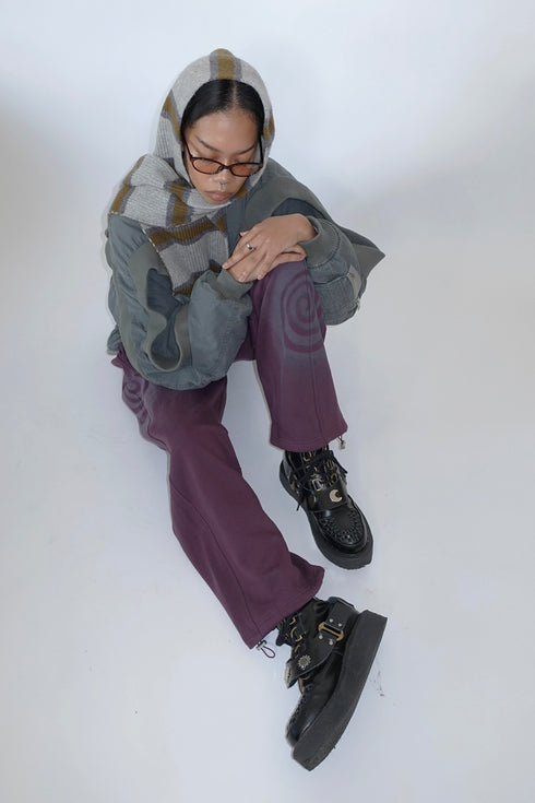 PAINTED SPIRAL SWEAT PANTS -BORDEAUX- *Last1