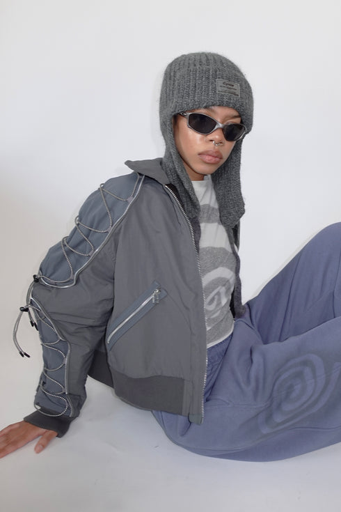 CODE MAZE ECO FABRIC BOMBER JACKET -GRAY (BAMBOO CHARCOAL)-
