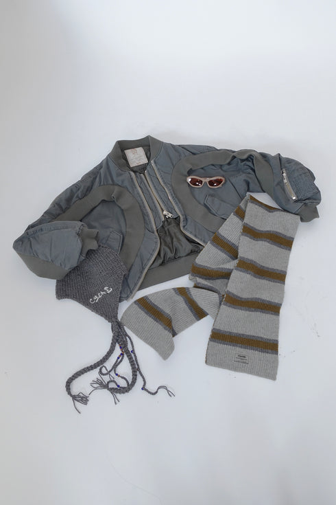 【PRE-ORDER】MULTI STRIPE KNIT MUFFLER -GRAY MIX-