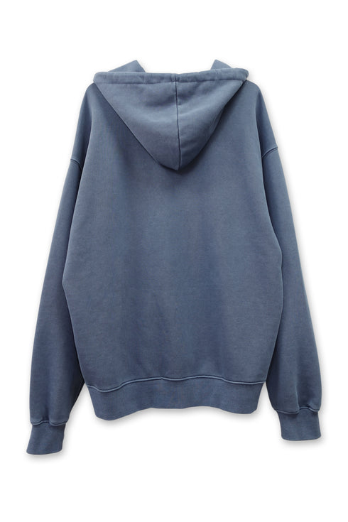 BEADED DRAWSTRING ZIP-UP HOODIE -BLUE-