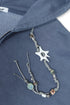 BEADED DRAWSTRING ZIP-UP HOODIE -BLUE-