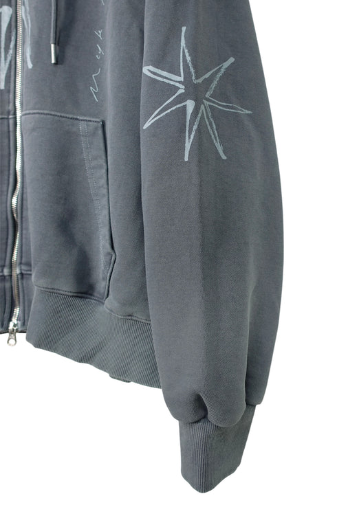 Mayte × Cycle ECHO STAR WASHED ZIP-UP HOODIE -GRAYISH BLUE-