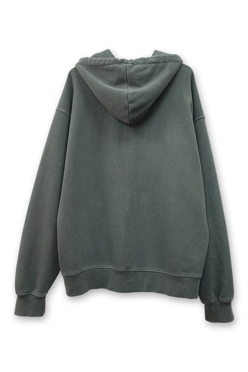 BEADED DRAWSTRING ZIP-UP HOODIE -DARK GREEN-