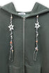 BEADED DRAWSTRING ZIP-UP HOODIE -DARK GREEN-