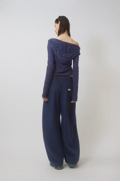 WOOL BALOON TUCK TROUSERS -NAVY-
