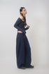 WOOL BALOON TUCK TROUSERS -NAVY-