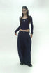 WOOL BALOON TUCK TROUSERS -NAVY-