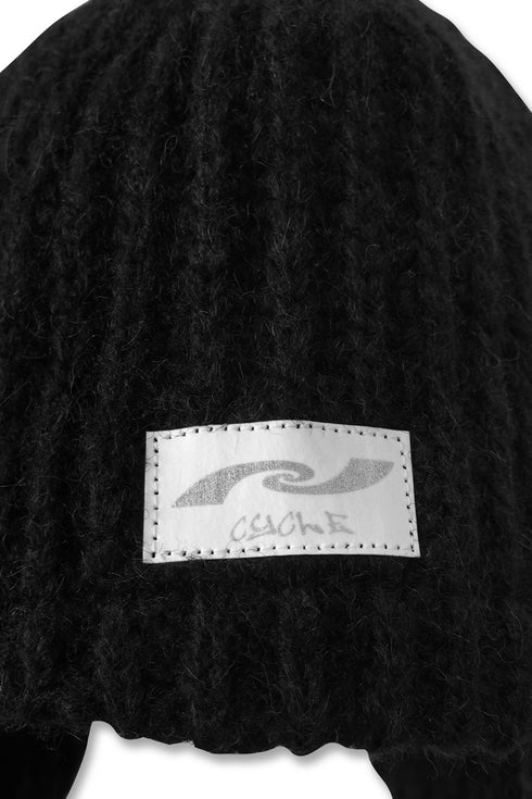 DRAW CODE FLIGHT KNIT CAP -BLACK-