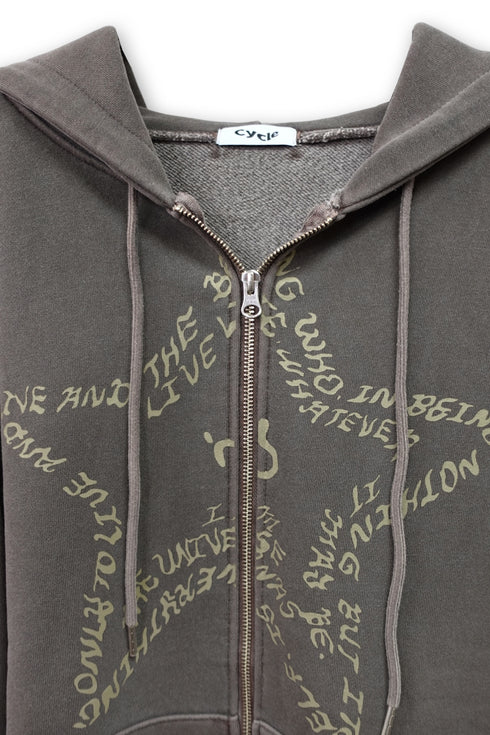 FEUERGOD × Cycle STAR ZIP-UP HOODIE -BROWN-