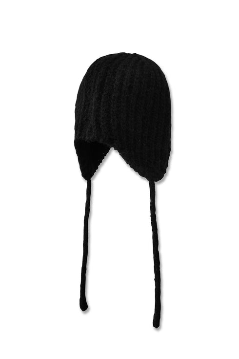 DRAW CODE FLIGHT KNIT CAP -BLACK-