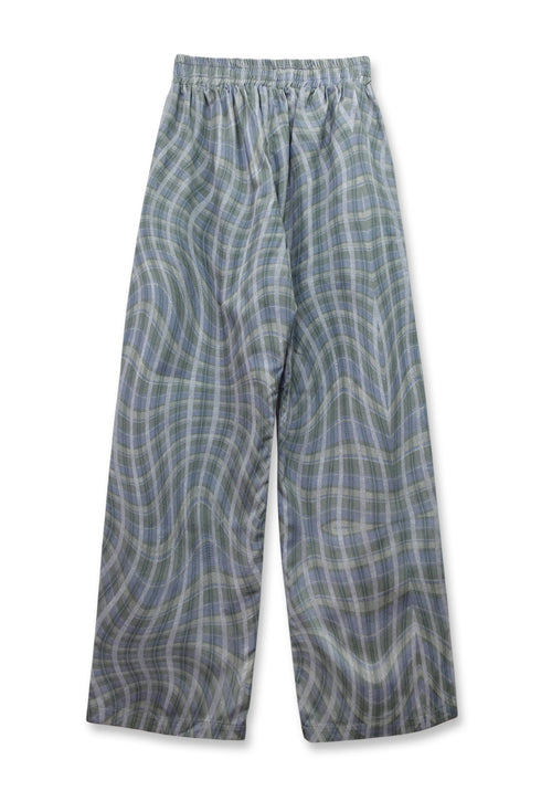 WAVY CHECK TROUSERS -BLUE MIX-