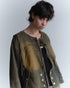CIRCLE CUT-OUT DENIM JACKET -RUSTED BROWN-