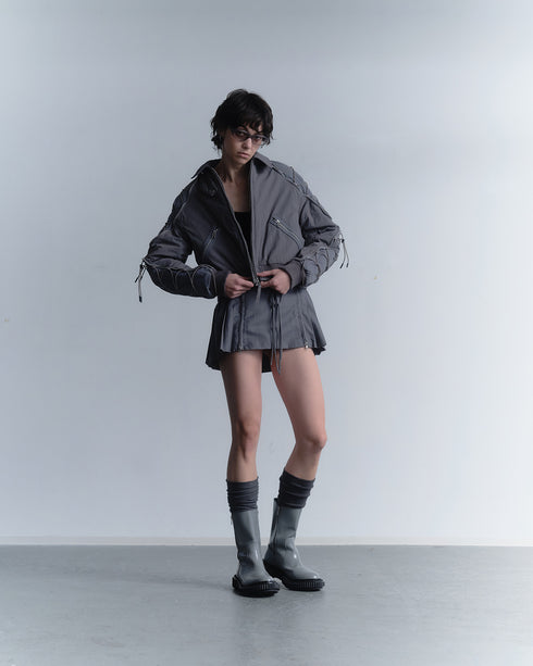 CODE MAZE ECO FABRIC BOMBER JACKET -GRAY (BAMBOO CHARCOAL)-