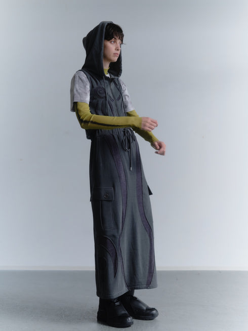 UNALOME SLEEVELESS HOODIE -CHARCOAL-