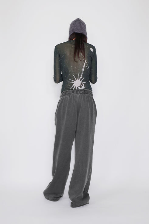 LOGO WASHED SWEAT PANTS -CHARCOAL-