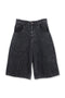 【PRE-ORDER】CIRCLE CUT-OUT WASHED HALF PANTS -BLACK DENIM-