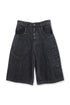 【PRE-ORDER】CIRCLE CUT-OUT WASHED HALF PANTS -BLACK DENIM-