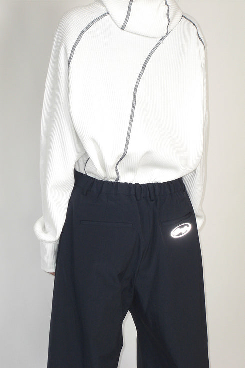 WAFFLE HOODED TOP -WHITE-