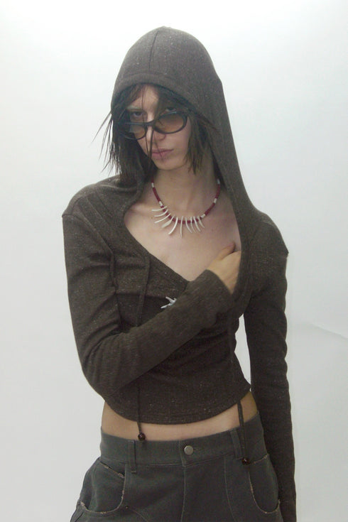 SEA STAR HOODED TOPS -BROWN-