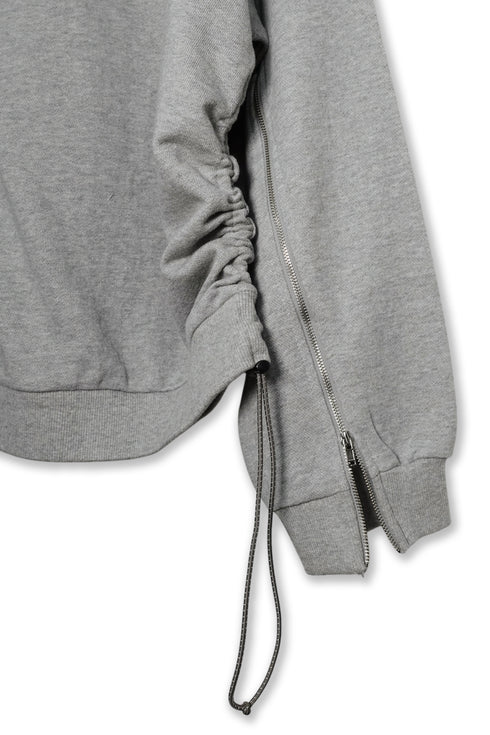 ZIP-UP DECONSTRUCTED SWEAT TOPS -GRAY-
