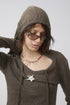 SEA STAR HOODED TOPS -BROWN-