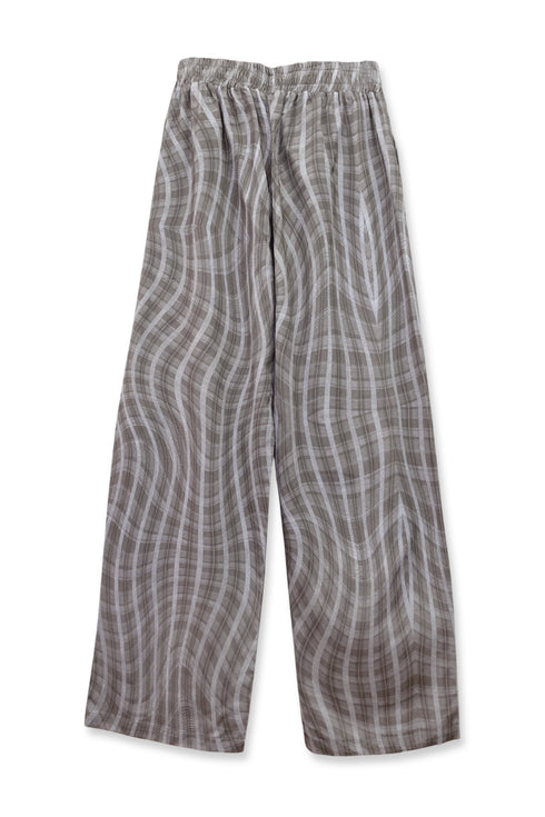 WAVY CHECK TROUSERS -BROWN MIX-