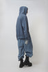 BEADED DRAWSTRING ZIP-UP HOODIE -BLUE-