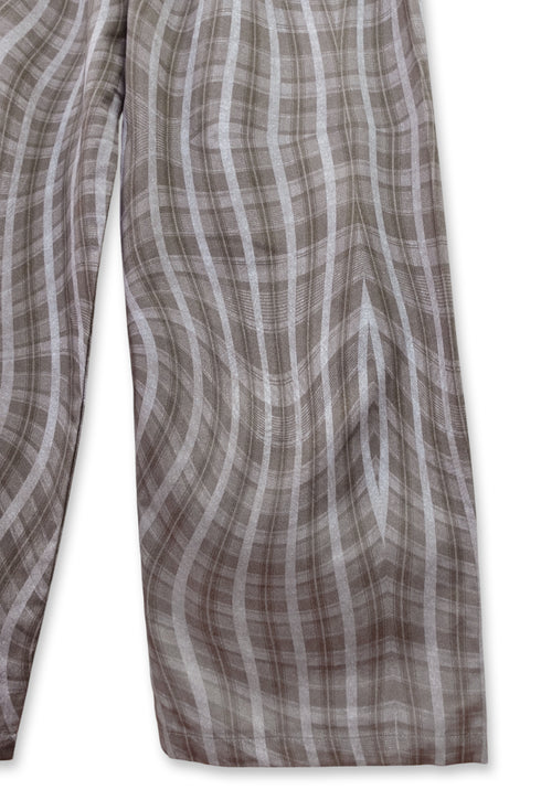 WAVY CHECK TROUSERS -BROWN MIX-