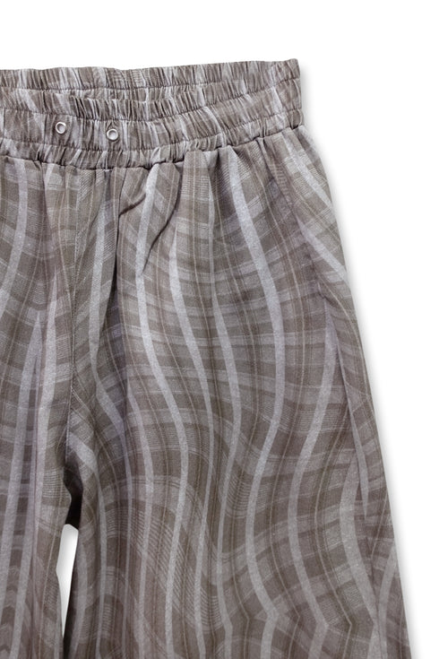 WAVY CHECK TROUSERS -BROWN MIX-