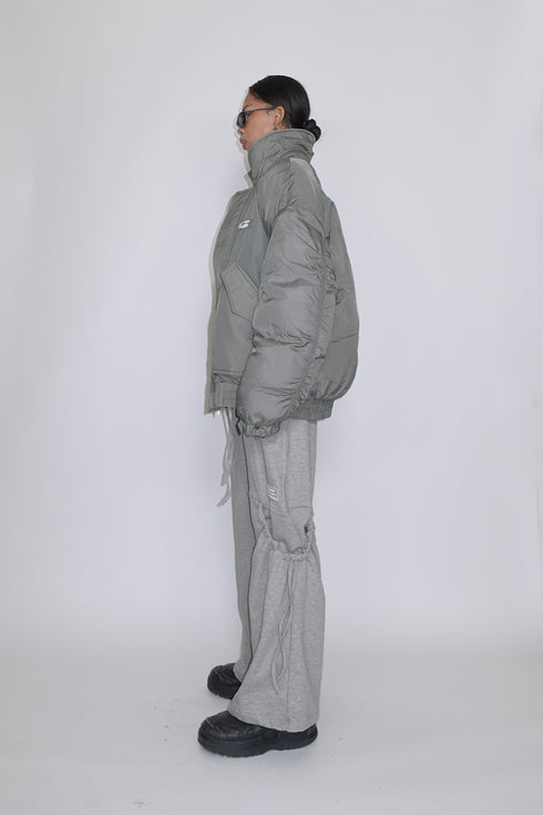 DRAWSTRING PANEL SWEAT PANTS -GRAY-