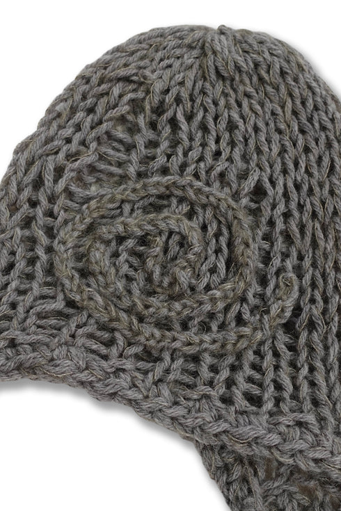 Merbeau × Cycle HANDMADE SPIRAL WINTER BONNET -GRAYISH KHAKI- *Last1