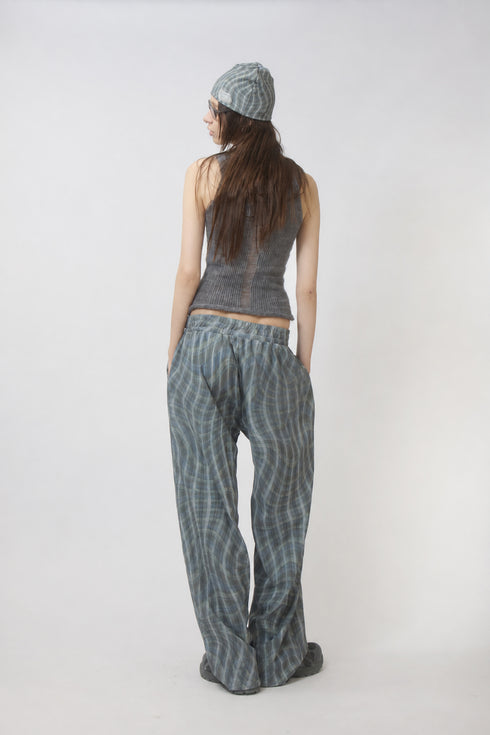 WAVY CHECK TROUSERS -BLUE MIX-