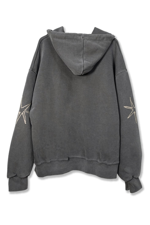 Mayte × Cycle ECHO STAR WASHED ZIP-UP HOODIE -CHARCOAL-