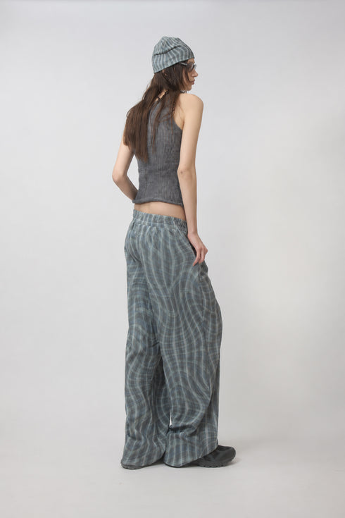 WAVY CHECK TROUSERS -BLUE MIX-