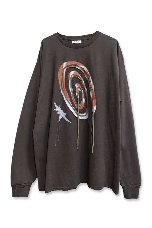 SPIRAL CODE LONG SLEEVE TEE -BROWN-
