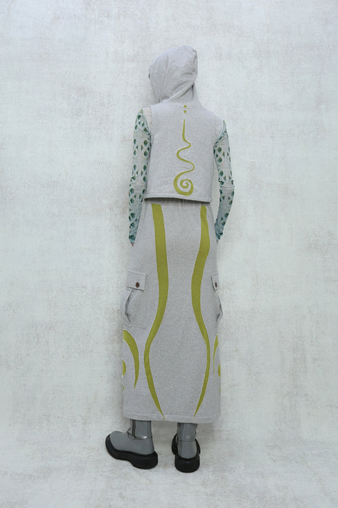 UNALOME LONG SKIRT -GRAY×GREEN-