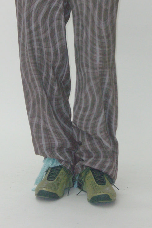 WAVY CHECK TROUSERS -BROWN MIX-