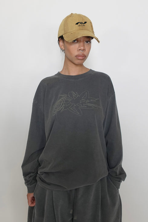 WASHED EMBROIDERY LOGO CAP -MUSTARD BEIGE- *Last1