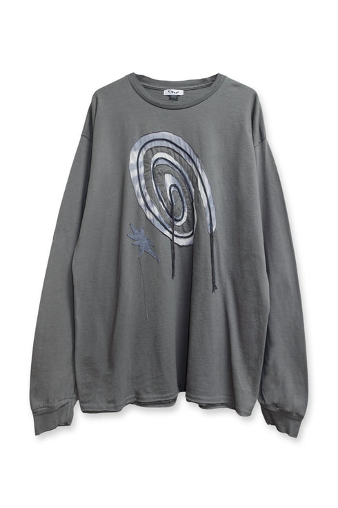 SPIRAL CODE LONG SLEEVE TEE -DARK GRAY-