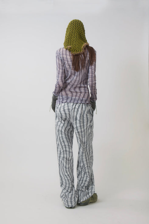 WAVY CHECK TROUSERS -GRAY MIX-