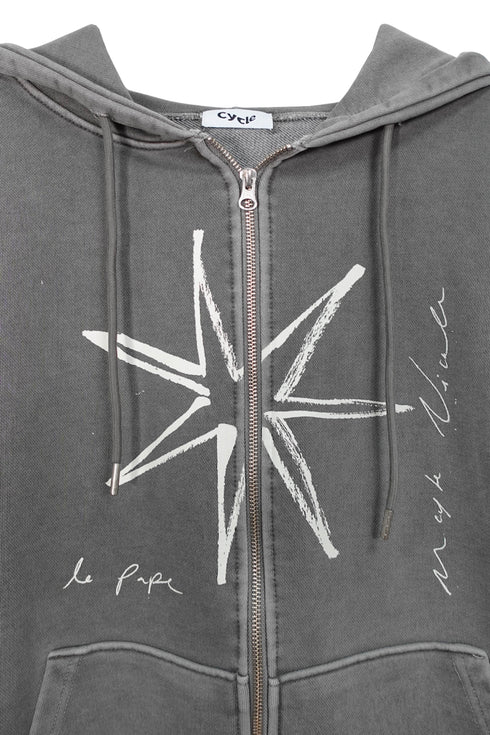 Mayte × Cycle ECHO STAR WASHED ZIP-UP HOODIE -GRAY-