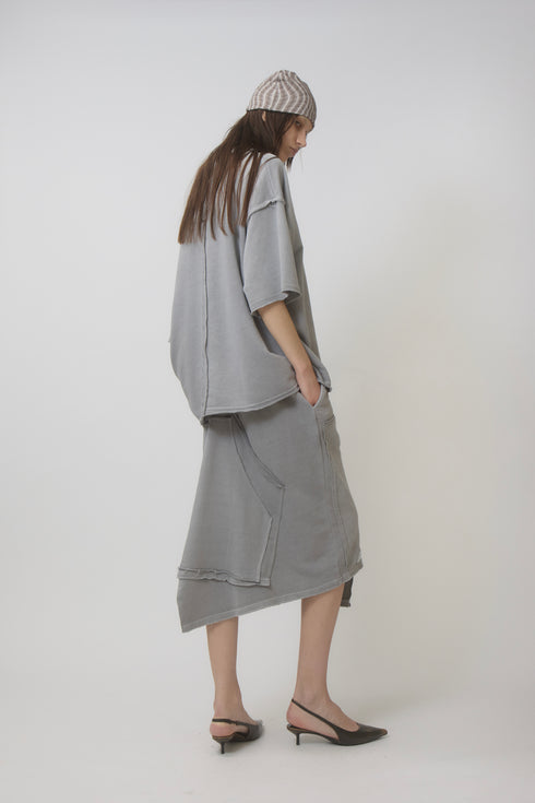【PRE-ORDER】WASHED CUT-OFF SWEAT TOP -GRAY-