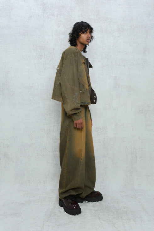 CIRCLE CUT-OUT WIDE PANTS -RUSTED BROWN- *Last1